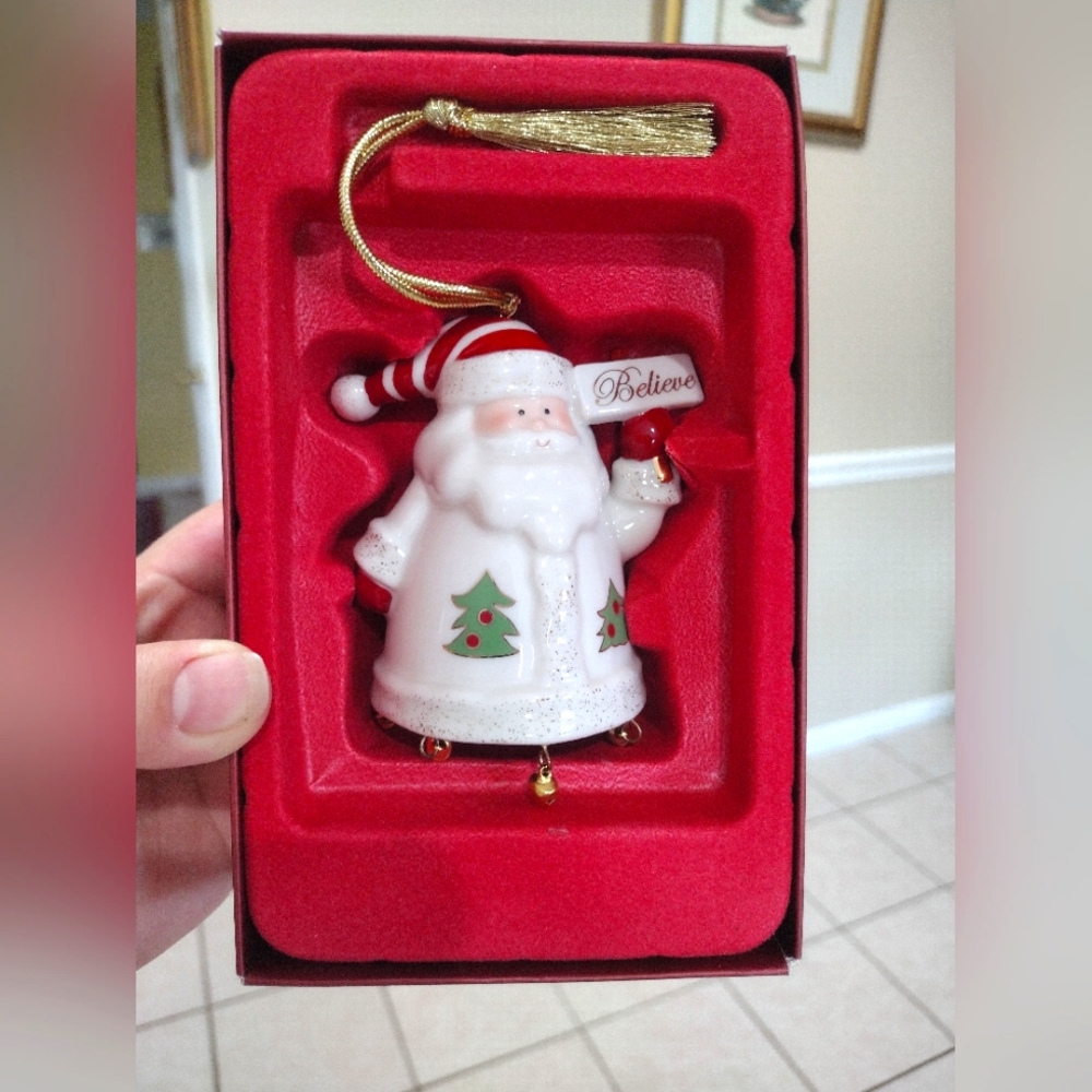 NWT Lenox Santa “Believe” Porcelain Ornament